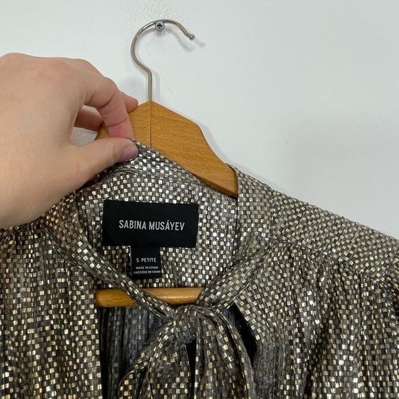 Sabina Musayev‎ Metallic Tie Neck Shimmer Dress - Picture 6 of 10